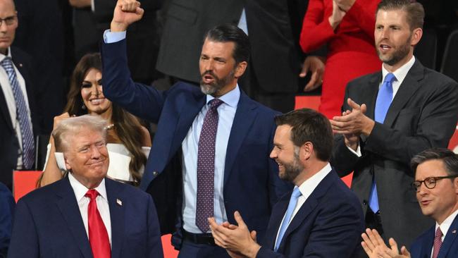 Mr Trump arrived for the first day of the 2024 Republican National Convention with a bandage on his ear. Picture: ANGELA WEISS / AFP