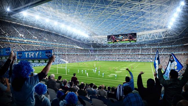 ANZ Stadium will be redeveloped as a 75,000-seat rectangle. This is the artist impression of a packed house at the State of Origin.