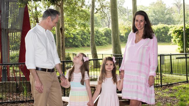 Tim James with his wife Nikki and their two daughters, Chloe and Madeleine. Photo: Michael Lynch