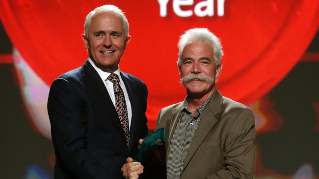 PM Malcolm Turnbull with 2017 Australian of the Year - Emeritus Professor Alan Mackay-Sim at the Awards Ceremony in Canberra. Picture: Kym Smith