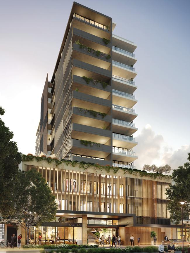 An artist's impression of John Singleton's first major Gosford development, Bonython Tower.