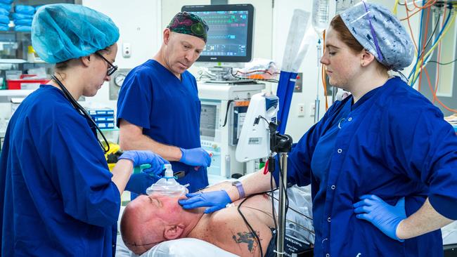 Rob Bechaz became the first patient to have the device implanted. Picture: Jake Nowakowski