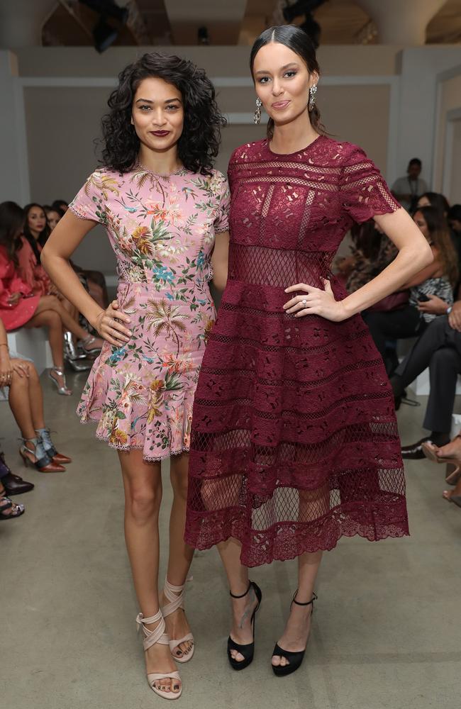 Australian models Shanina Shaik and Nicole Trunfio attend the Zimmermann Spring 2017 show on September 9, 2016 during New York Fashion Week. Picture: Getty