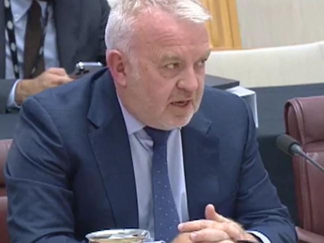 Snowy Hydro chief executive Dennis Barnes speaks before the Senate Estimates in 2023. Picture: Supplied