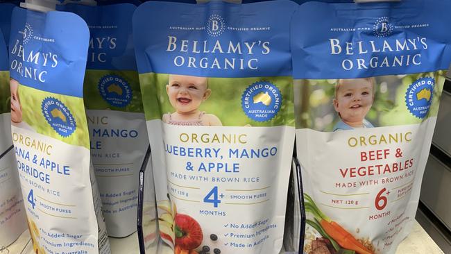 Bellamy’s Organic baby food. Picture: PETER HEMPHILL