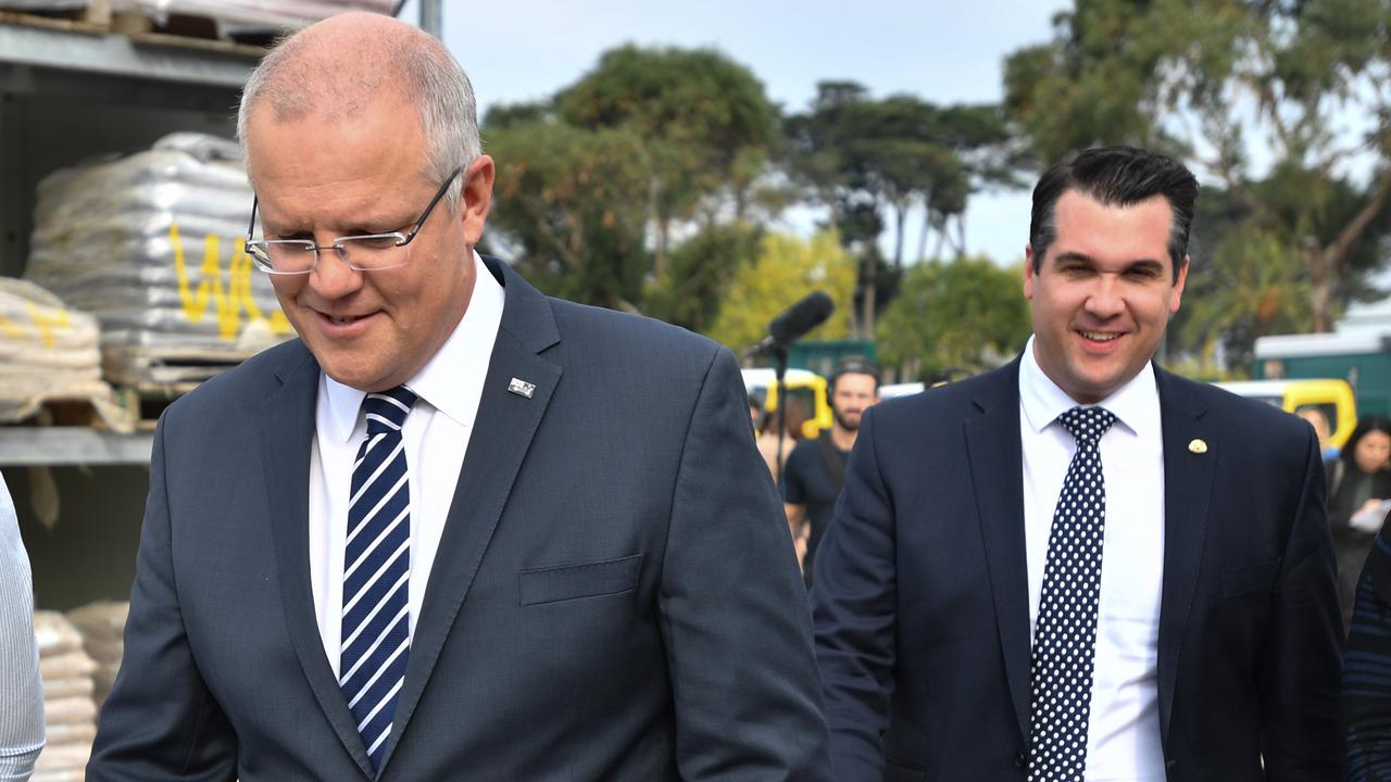 Prime Minister Scott Morrison campaigned in Deakin to support embattled Michael Sukkar. Picture: AAP