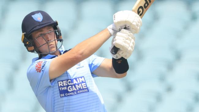 Hayden Kerr during his impressive Sheffield Shield debut for the NSW Blues.