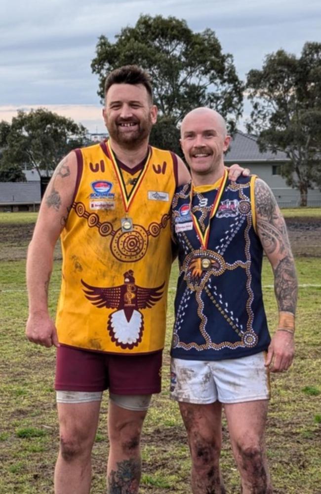 Brendon Groenendyk (L) with his best-afield medal.