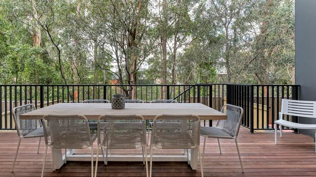 A photo of the balcony of one of the townhomes at The Orchard in Arana Hills. Image supplied by Tessa Developments.