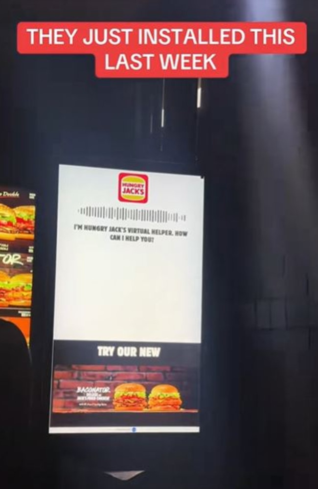 A fast food customer has documented his first encounter with a Hungry Jack’s drive-through assistant. Picture: TikTok/@pnuks