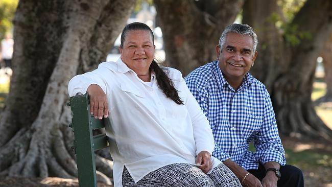 Aboriginal leaders Cheryl Buchanan and Stephen Hagan, co-chairs of the native title Prescribed Body Corporate Council of Australia, at Musgrave Park in Brisbane. Picture: Lyndon Mechielsen