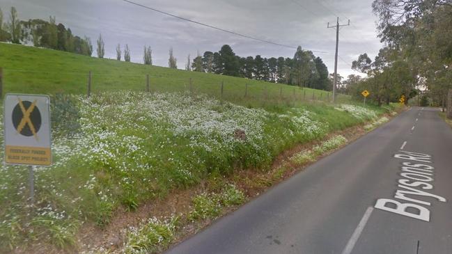 The Black Spot sign on Brysons Rd near Gatters Rd in Wonga Park. Picture: Google Street View.