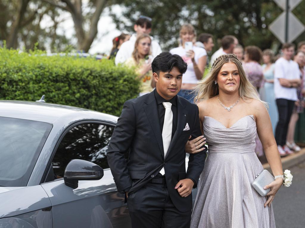 Graduates Eli Quintana-Mutia and Bella Copland at Toowoomba Christian College formal at Picnic Point, Friday, November 29, 2024. Picture: Kevin Farmer