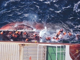 Asylum seeker boat Siev 358 which sank in June 2012.