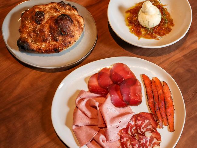 Flatbread, burrata and charcuterie. Picture: Ian Currie