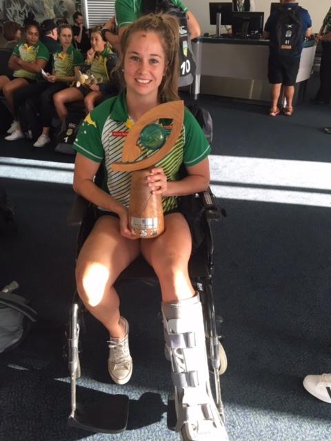 The Jillaroos star after breaking her leg in February this year.