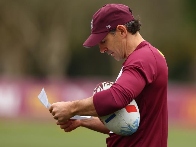 Coach Billy Slater’s feud with Michael Maguire isn’t as fiery as Origin words used to be. Picture: Chris Hyde/Getty Images