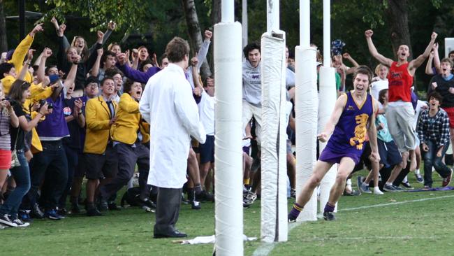 Toby Greene sends the Wesley College fan wild. Picture: Richard Stone