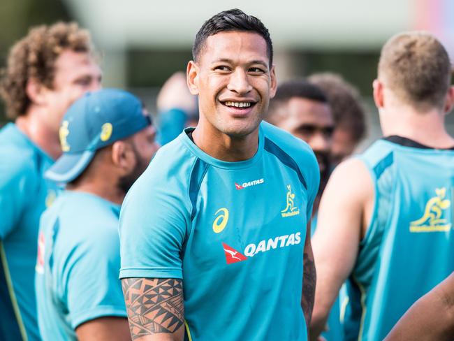 The Qantas Wallabies train at Ballymore, Brisbane, ahead of the June 2017 Arvo Test Rugby Series fixture against Italy. Israel Folau.