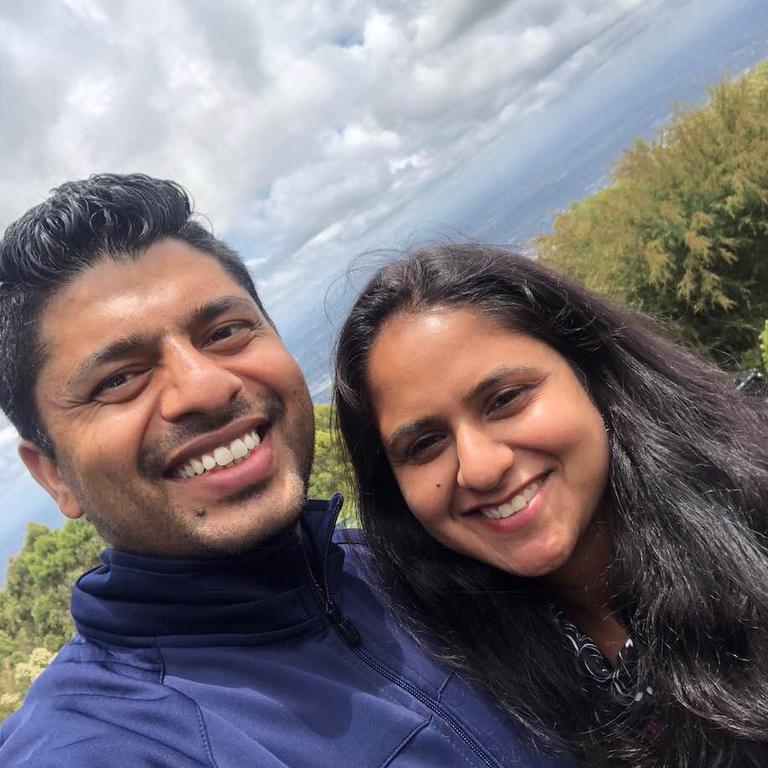 Rosy Loomba, pictured with husband Basant Loomba, died after a fall in the Grampians.