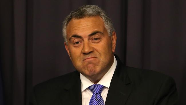 Treasurer Joe Hockey holding a press conference to provide an update on recent international developments, at Parliament House in Canberra.