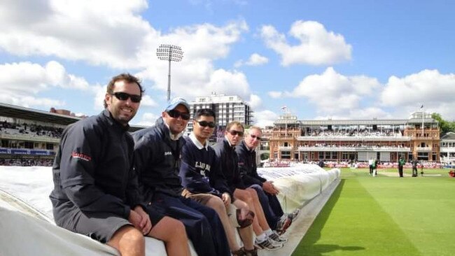 Gold Coast cricket player Brad Markwell during his time working on the ground at Lord's. Picture: SUPPLIED