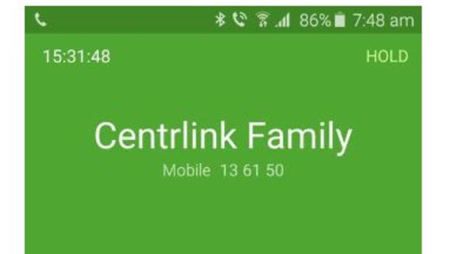 A screen shot of Sandra Kajewski’s phone after her marathon call to Centrelink.