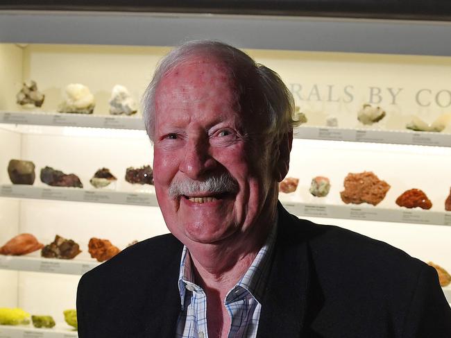 16/05/19 - Keith Yates is bveing rexcognsied for his lifetime contribution to the mining industry.  Pictured  with minerals at the SA Museum.Picture: Tom Huntley