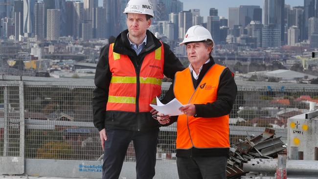 Senior project manager at Multiplex Rob Walker Multiplex (left) with the project director at VHBA Stephen Sabbatucci. Picture: David Crosling