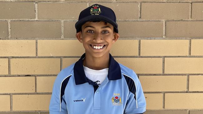 Ethan Natkuna, NSW PSSA u12 Boys Cricket Team to play School Sports Australia u12 national titles in Ballarat 2022, picture at Raby Oval, Raby NSW, 16 November 2022. Picture: Jason Hosken (News Corp)