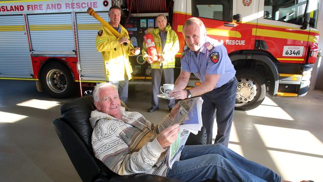 John Macnamara with friends Gary Paxton, Brian Peters and Steve Madonna when he retired.