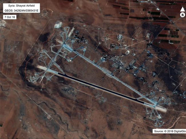 The Shayrat airfield in Syria last year. Picture: US Department of Defense/AFP