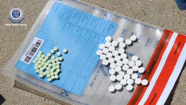 Tablets seized by officers attached to Strike Force Sulfur following raids in September. Picture: NSW Police