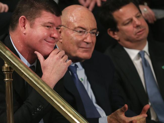 Billionaire businessman James Packer (L) listens to Prime Minister Benjamin Netanyahu of Israel address a joint meeting of the United States Congress in the House chamber at the US Capitol on March 3, 2015 in Washington, DC. Picture: Getty