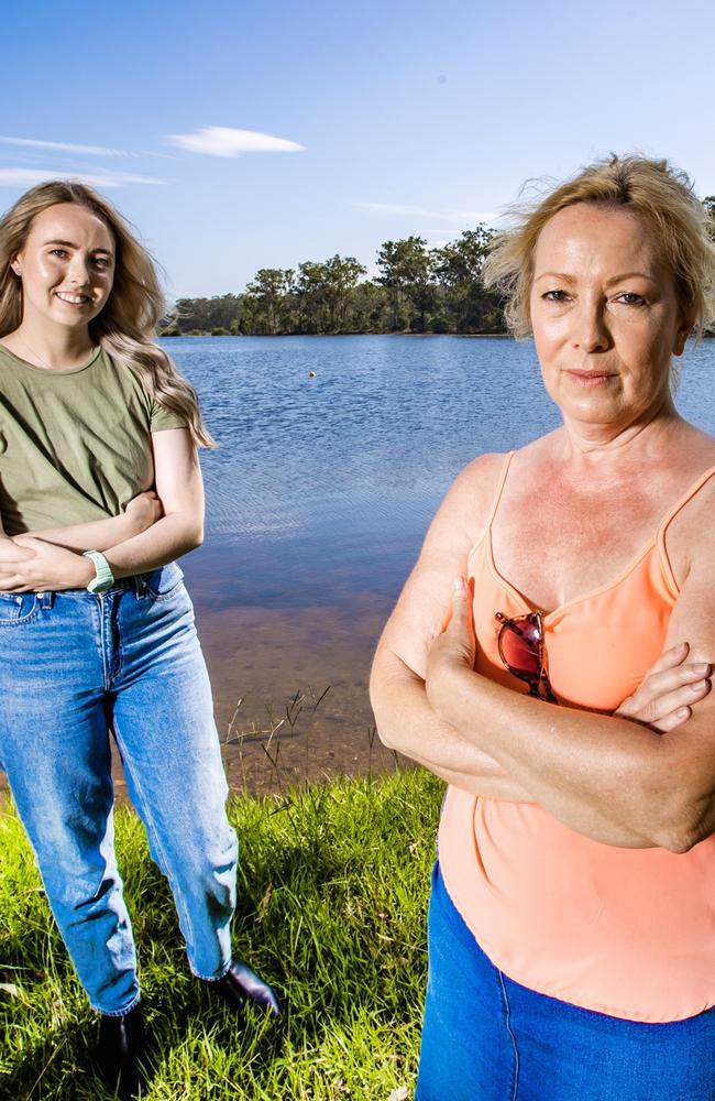 Daughter Tori Dipple, 24, and mum Danielle Dipple, who saved two men from drowning at Lake Kurwongbah last Tuesday. Picture: Nigel Hallett