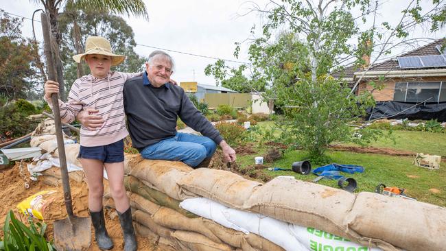 Ruby, 11 and Grandfather Hugh, 84 prepare for the worst. Picture: Jason Edwards