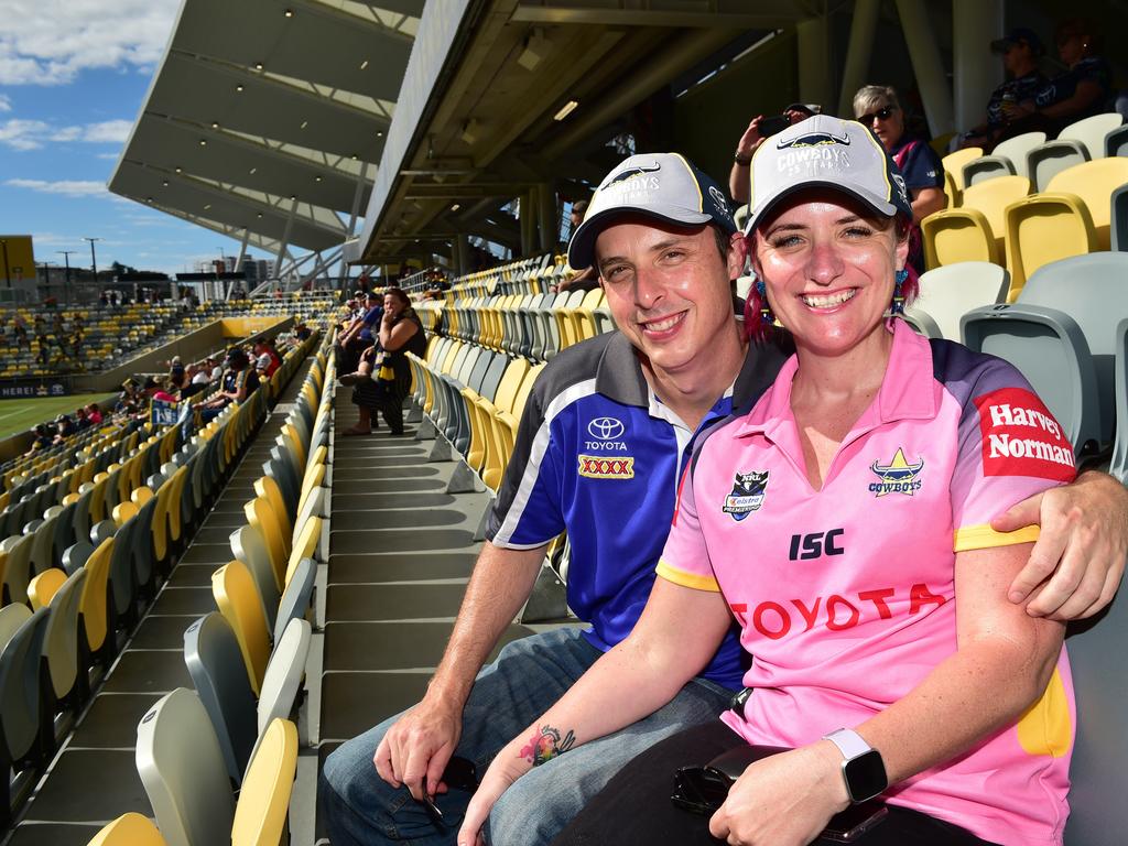 North Queensland Cowboys against Newcastle Knights at Queensland Country Bank Stadium. Chris Isepy and Melissa Harrison. Picture: Evan Morgan