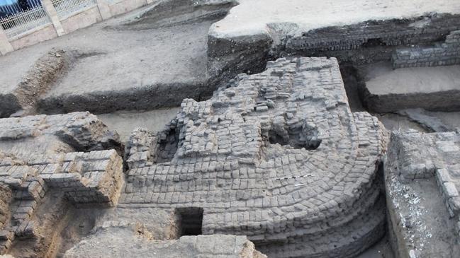 The remains of a palace, uncovered in recent excavations at the temple of Ramses II in Abydos. (Photo by Egyptian Ministry of Antiquities / AFP)