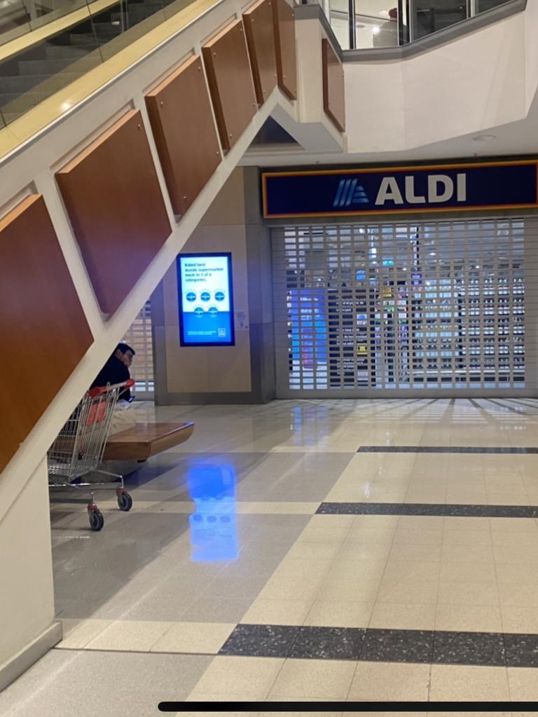 The crowds were nowhere to be seen just one hour prior to the Chatswood Aldi opening. Picture: Vanessa Brown/news.com.au