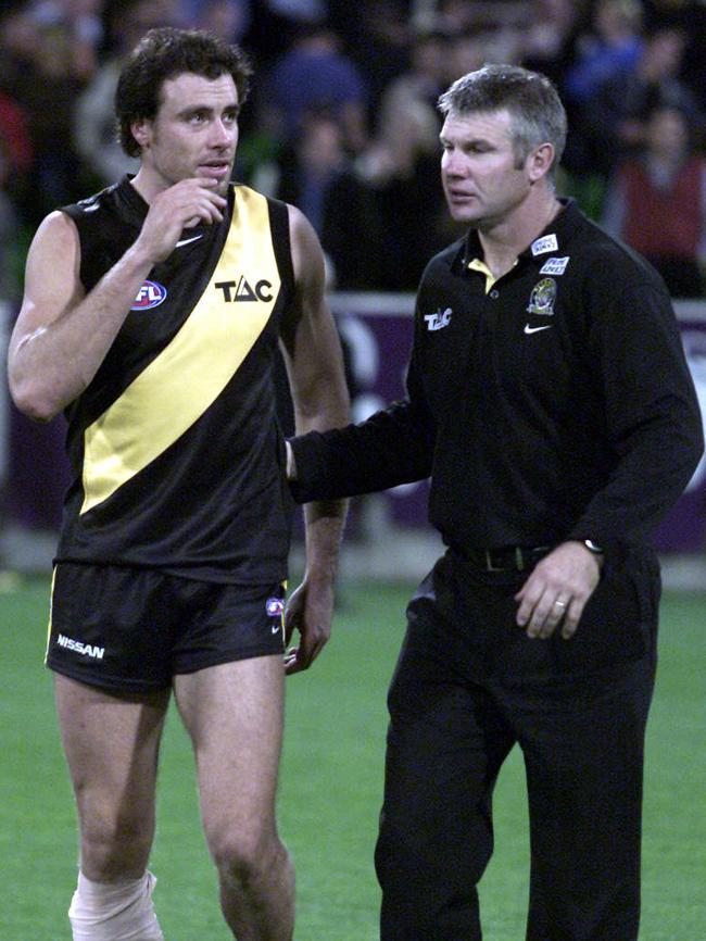 Frawley with Tigers forward Matthew Richardson in 2002.