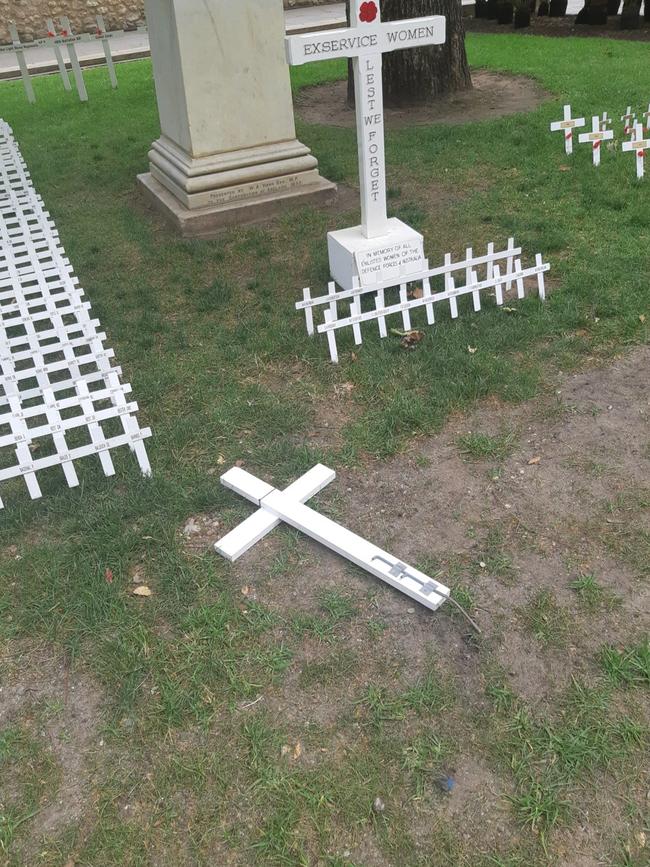 Larger crosses were also damaged and removed.