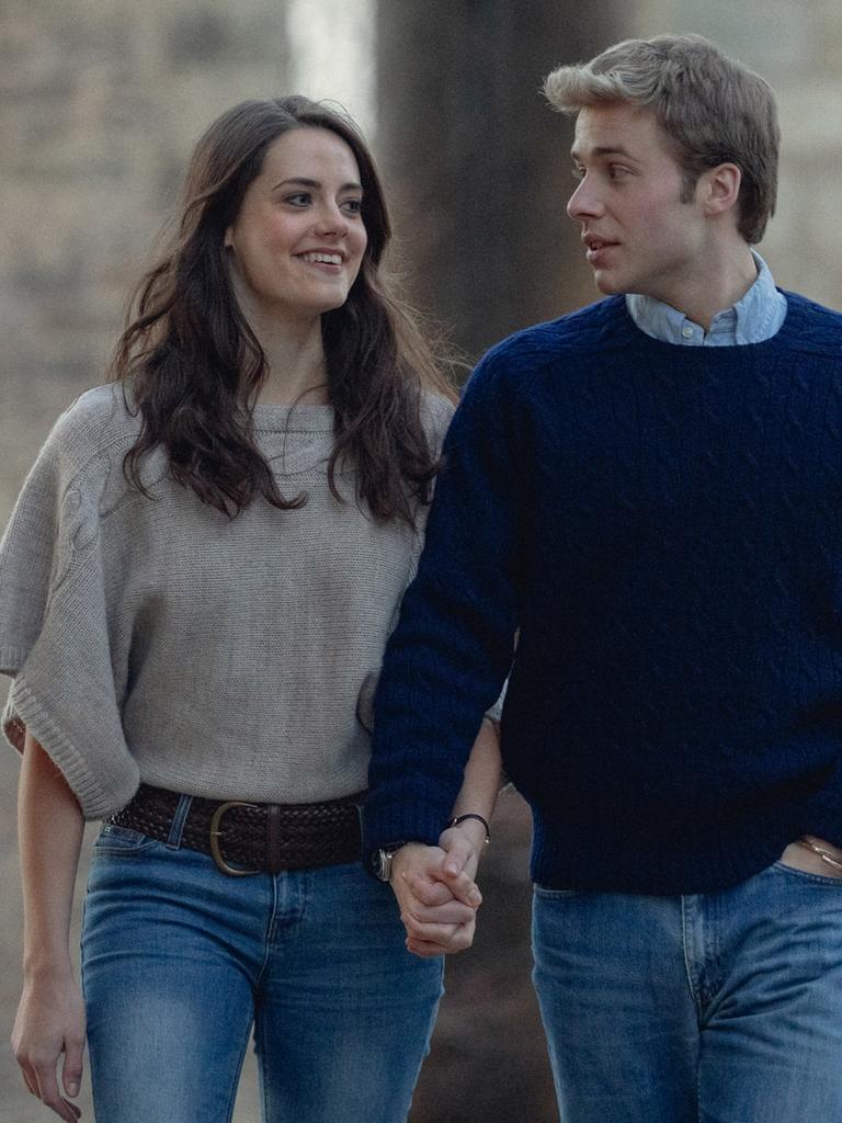 Kate Middleton and Prince William’s early story is also being told in the series. Picture: Justin Downing/Netflix