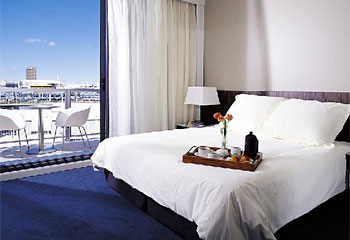 Bright and cheery ... a one bedroom apartment at the Medina Grand Harbourside, Sydney