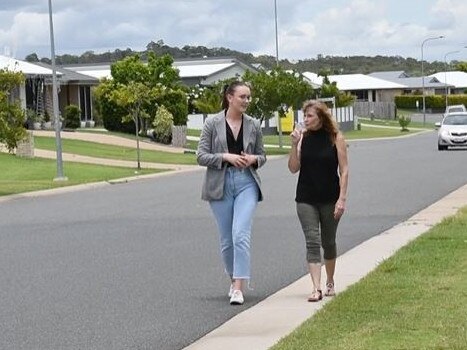 Labor Candidate for Capricornia Emily Mawson (left) with local resident Jo Ballard (right).