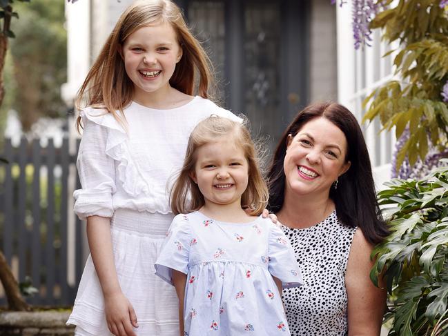 Seona Donald with her kids Chloe, 9, and Matilda, 5. The Donald family can't wait to vaccinate their daughters. Picture: Tim Hunter.