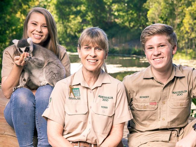 The Crocodile Hunter’s widow Terri Irwin flanked by children Bindi and Robert