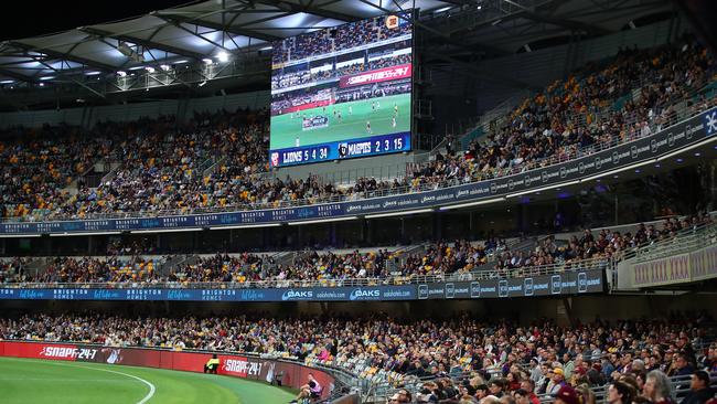 Fans pack the stands at the Gabba for the Brisbane v Collingwood clash. Picture: Getty