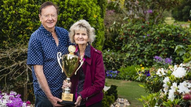 Bob and Val Ford in their City Grand Champion garden of The Chronicle Garden Competition, Carnival of Flowers 2022. Picture: Kevin Farmer