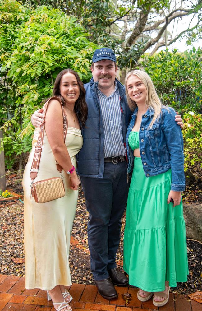 (From left) Georgia Forrest, Tom Murphy and Somer Bennett. Weetwood Raceday at Toowoomba Turf Club. Saturday, September 28, 2024. Picture: Nev Madsen.