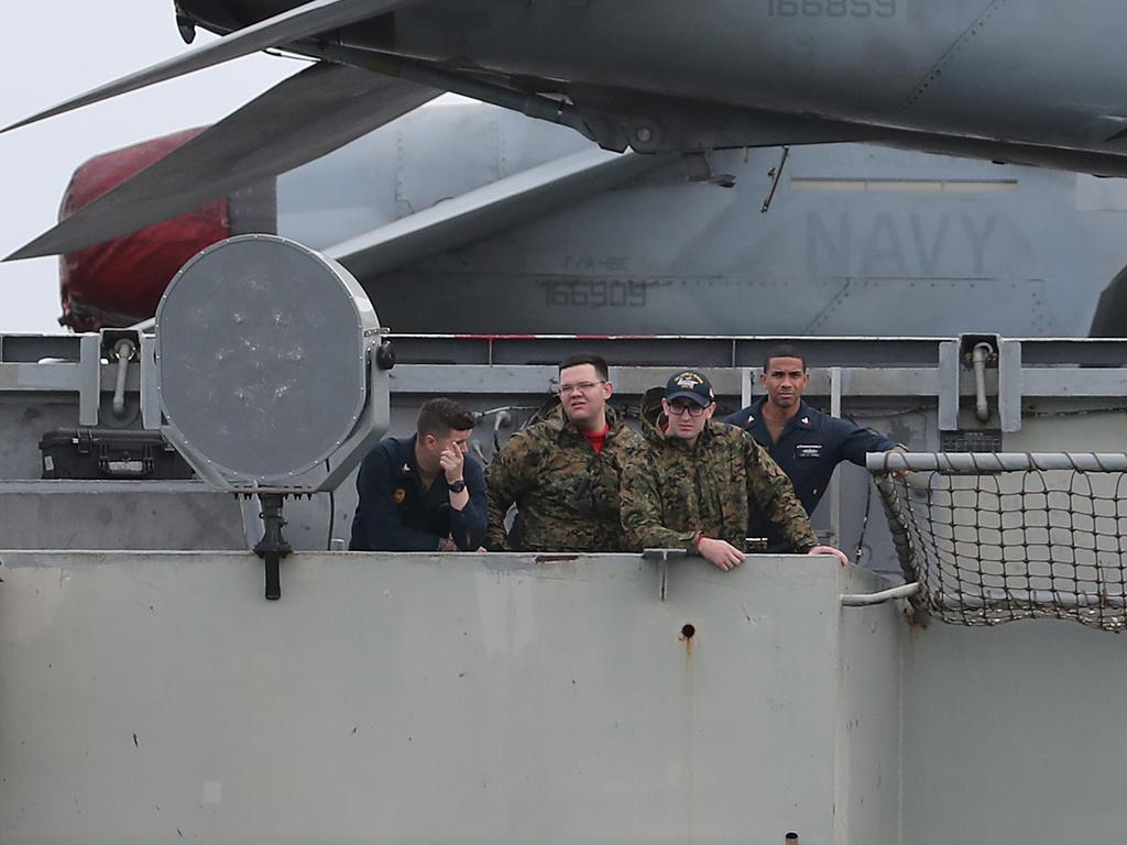 The USS Ronald Reagan arrives in Brisbane. Pic Peter Wallis